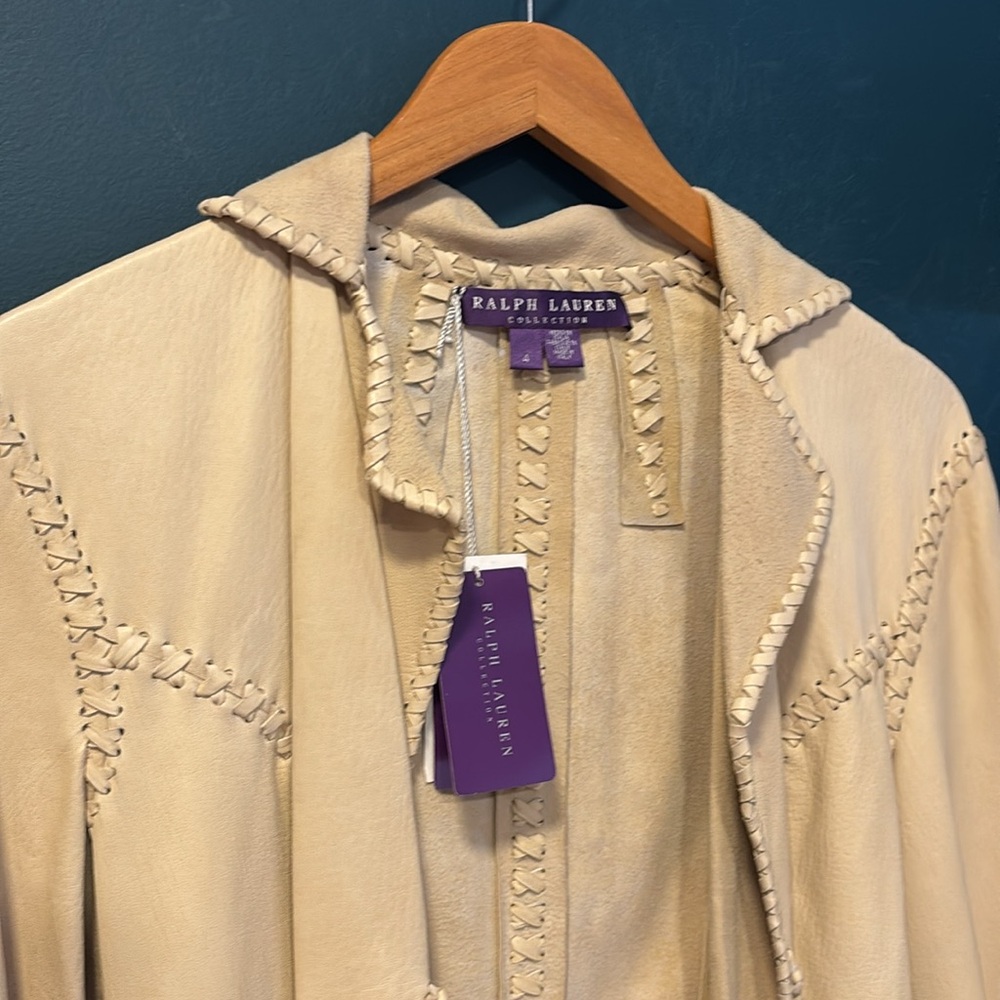 Ralph Lauren Purple Label 100% Lamb Leather Fringe Jacket